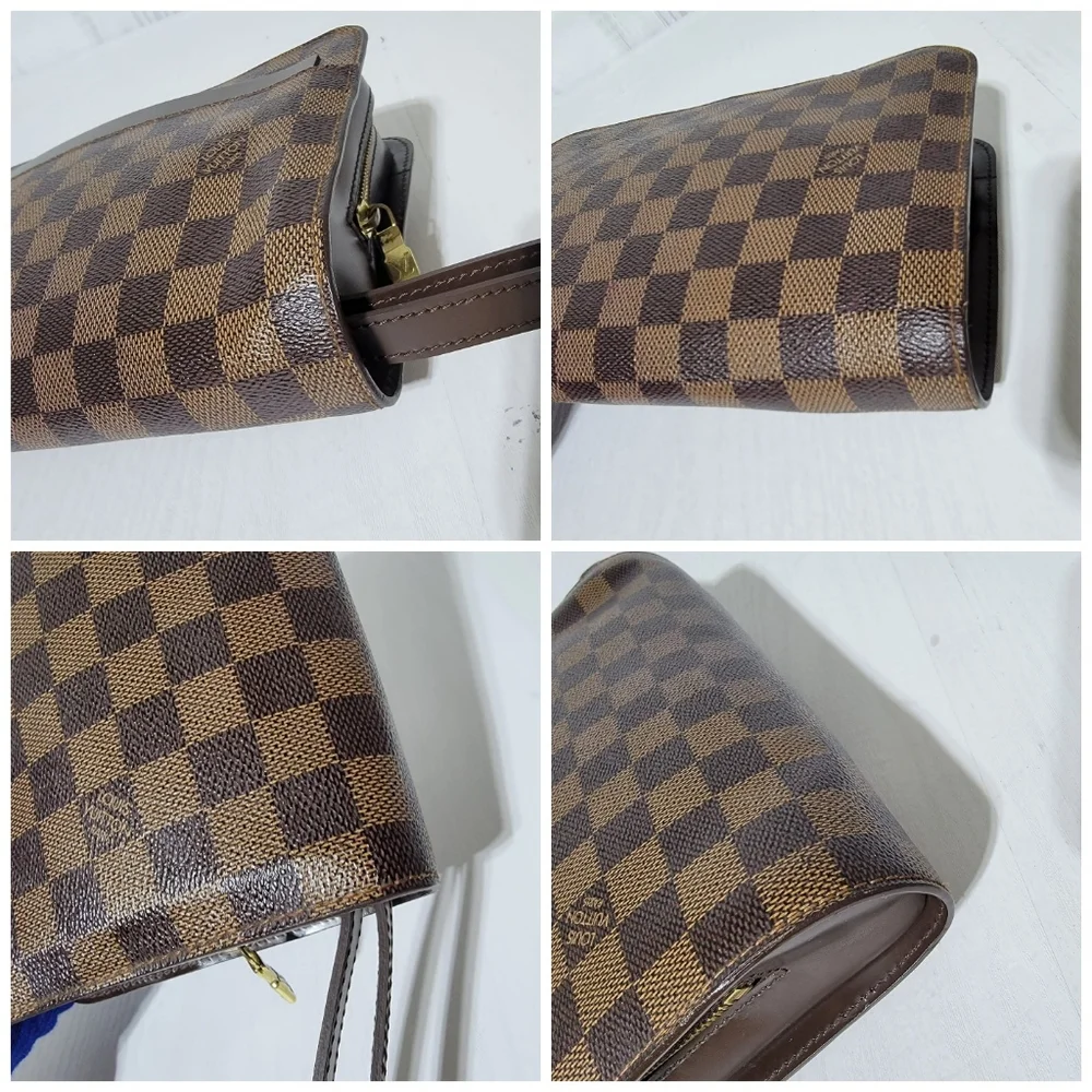 LOUIS VUITTON Damier Ebene Pochette Saint Louis Clutch Bag Brown